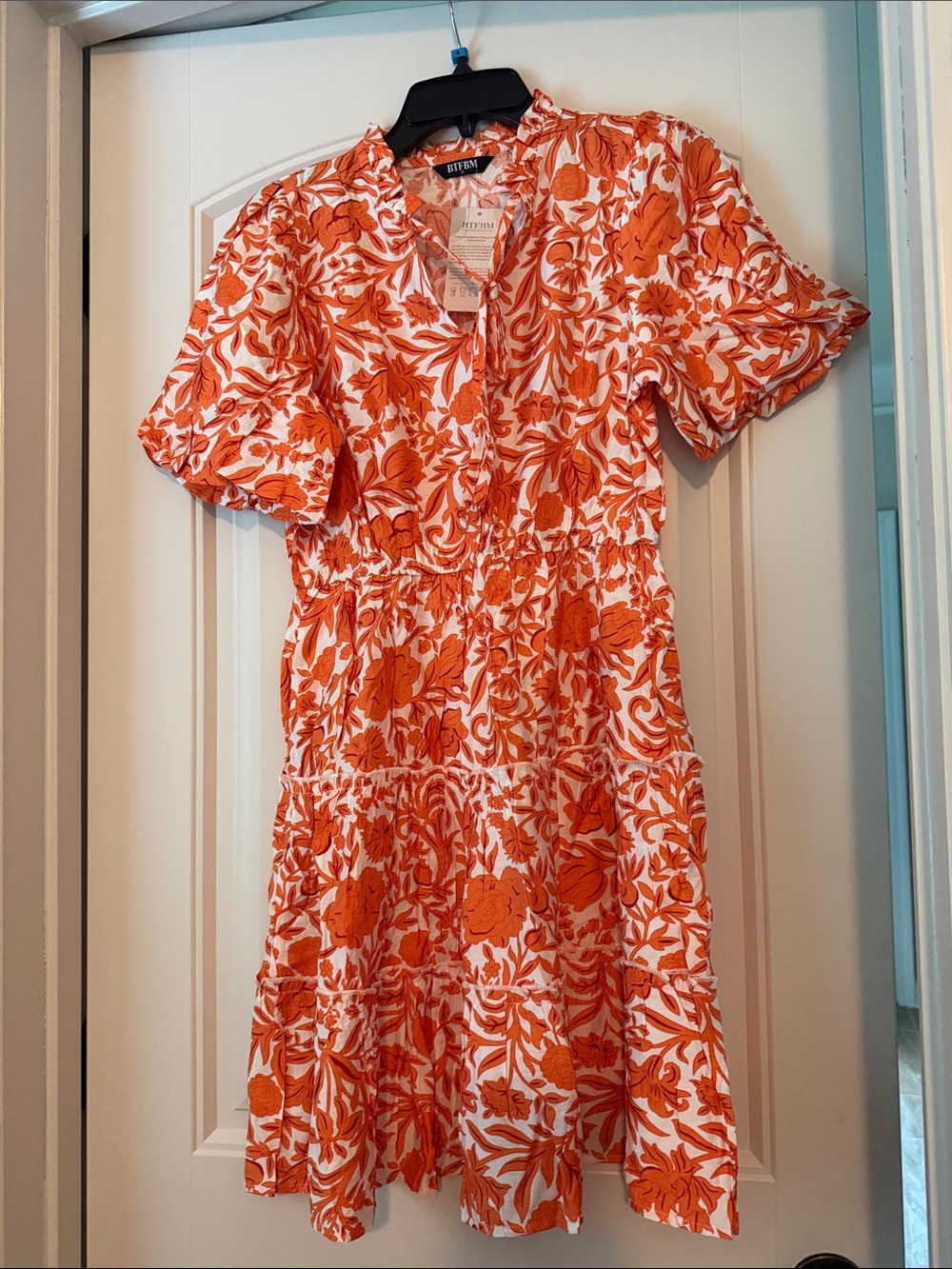 BTFBM Orange Floral Mini Dress